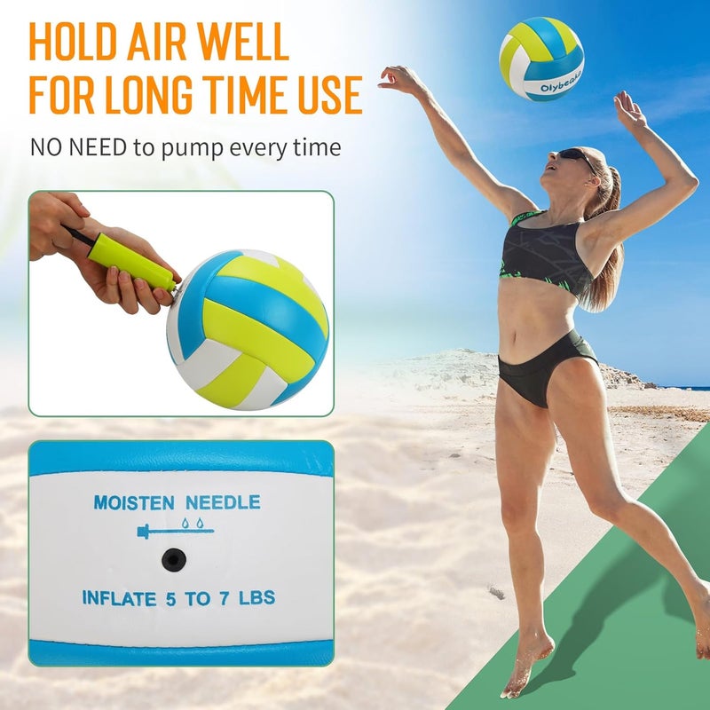 Olybeaka Official Size 5 PU Volleyball with Soft Touch for Indoor Outdoor, Waterproof & Durable Volleyball for Beach Park Games Gym Practice with Pump and Heavy Duty Mesh Bag - Image 5